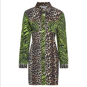 GANNI animal print mini denim dress